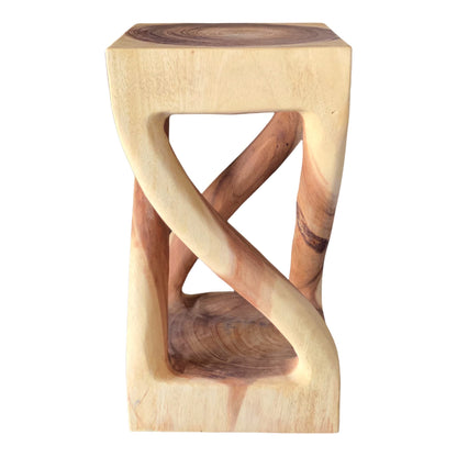 Holz Beistelltisch - Holzhocker Couchtisch - Handgefertigt - Gedreht aus hellen massivem Suarholz - 50x28x28 cm