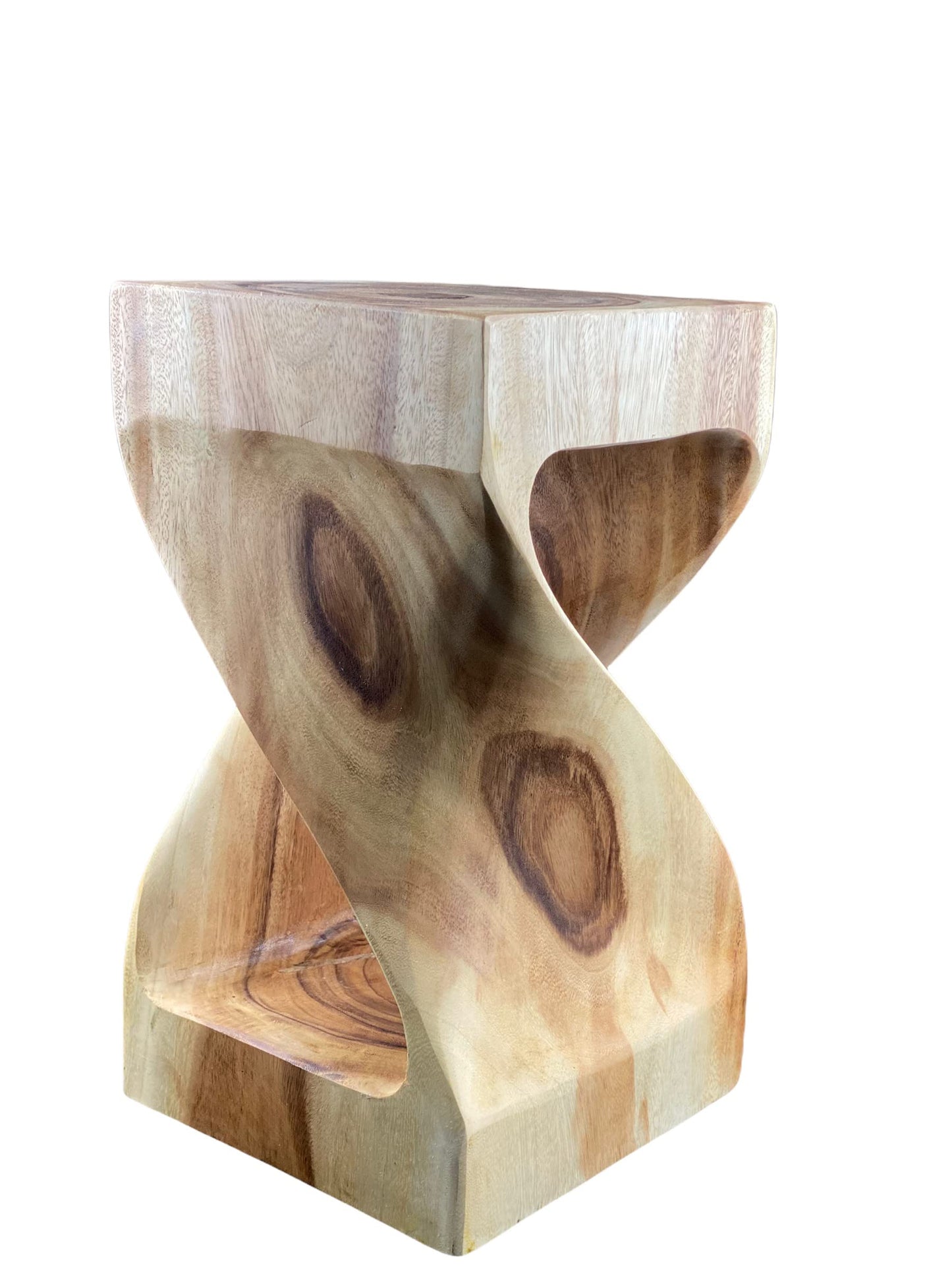 FaHome Wooden Stool Turned Stool Curved Saman Wood Natural Side Table Furniture Flower Stool Solid Unique Side Table Storage Table